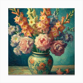 Vase with Gladioli Canvas Print