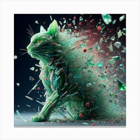 Cat from green glass 2 Canvas Print