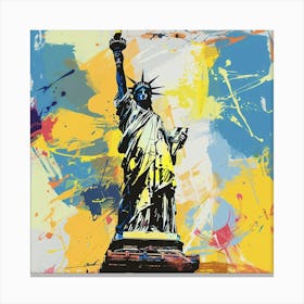 Statue Of Liberty Color Splatter Modern Canvas Print