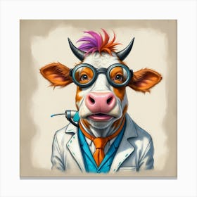 Cow In A Lab Coat 1 Canvas Print