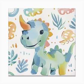 Cute Muted Pastels Protoceratops Dinosaur 3 Canvas Print