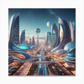 Futuristic City V1 Canvas Print