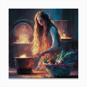 Girl Cooks Canvas Print