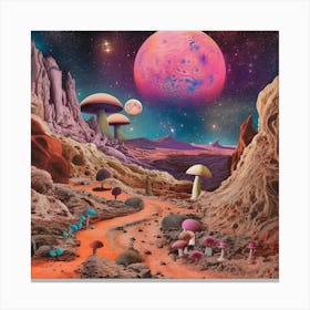 Mushroom Moonscape 3 Square Canvas Print