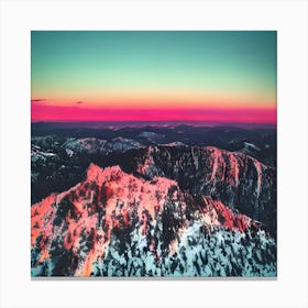 Aerial View Of Mountains At Sunset Canvas Print