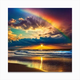 Rainbow Over The Beach Canvas Print