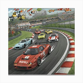 Racing Cars On A Track 5 Stampe su tela