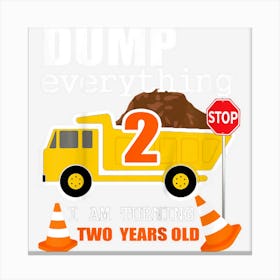 Kids 2nd Truck Theme Birthday Party Gif Age 2 Yr Old Boy Canvas Print