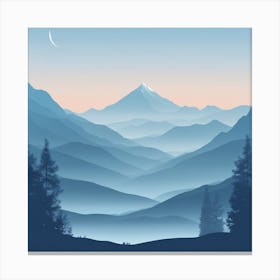 Misty mountains background in blue tone 35 Canvas Print