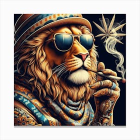 Lion Smoking Marijuana 1 Canvas Print