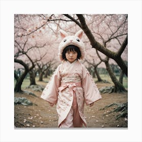 Cherry Blossoms and A Girl Canvas Print