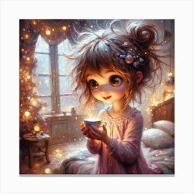 Little Girl Holding A Candle 1 Canvas Print