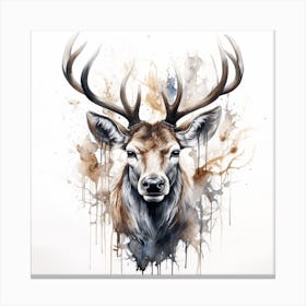 Deer Head Watercolor Painting 1 Canvas Print