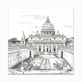 A Vatican City In Rome Hand Drawn Sketch Illustr 1719920099 3 Canvas Print