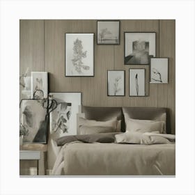 Bedroom With Framed Pictures 1 Canvas Print