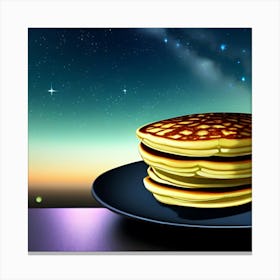 Pancakes out with beautiful teal starry sky  Canvas Print