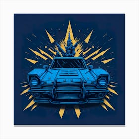 Car Blue Artwork Of Graphic Design Flat (64) Canvas Print