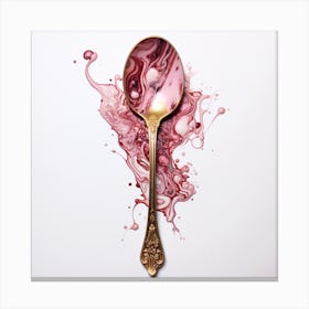 Gold Spoon With Red Liquid Canvas Print