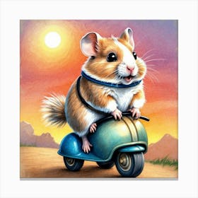 Hamster On A Scooter 7 Canvas Print