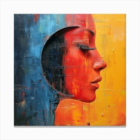 Portrait Of A Woman with red face - abstract art, abstract painting  city wall art, colorful wall art, home decor, minimal art, modern wall art, wall art, wall decoration, wall print colourful wall art, decor wall art, digital art, digital art download, interior wall art, downloadable art, eclectic wall, fantasy wall art, home decoration, home decor wall, printable art, printable wall art, wall art prints, artistic expression, contemporary, modern art print, Canvas Print