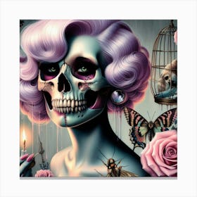 Woman with Skull on Face 7 Canvas Print