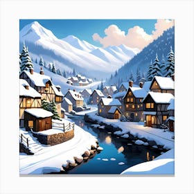 Riverside Winter Charm Canvas Print