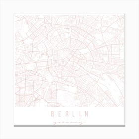Berlin Germany Light Pink Minimal Street Map Square Canvas Print