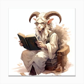 Goat Reading A Book 1 Canvas Print
