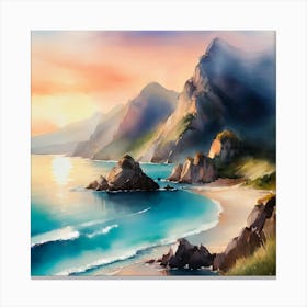 Landscape Sea, Mountains Canvas Print
