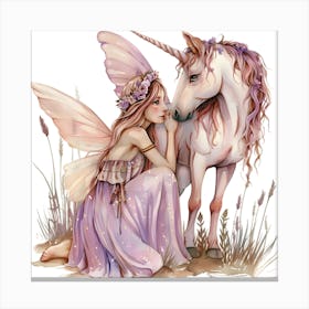 Fairy And Unicorn 1 Canvas Print