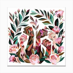 Abstract Geometric Art Flowers Strong Women Fists Canvas Print