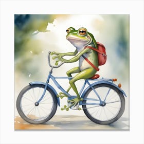 Frog On A Bike 2 Canvas Print