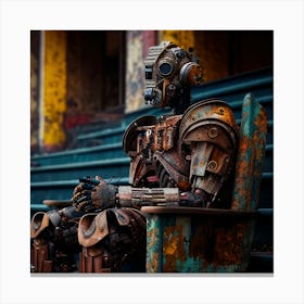 Robot Sitting In A Chair Canvas Print