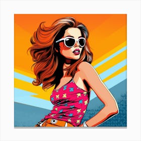 Pop Girl In Sunglasses Canvas Print