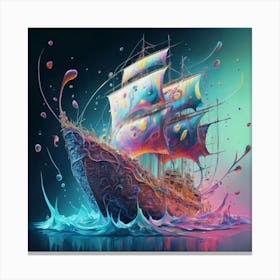 The ship is in neon colors 1 Canvas Print