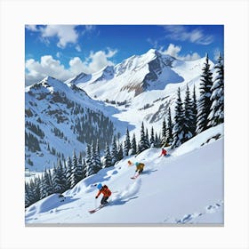 Skiers On The Slopes 1 Canvas Print