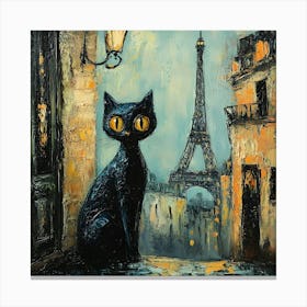 Black Cat In Paris 9 Canvas Print