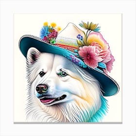 Whiteeskimopupwithhat Canvas Print