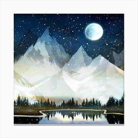 Mountain Lake Under The Starlight Canvas Print