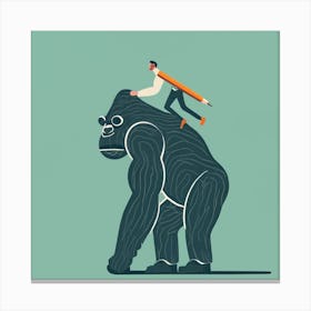 Businessman Riding A Gorilla Canvas Print