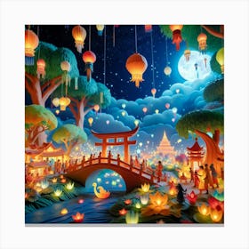 Lanterns In The Sky Canvas Print