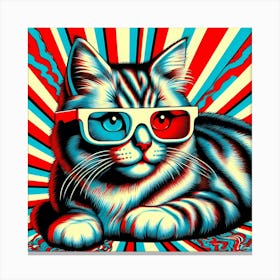 Cat In 3d Glasses 2 Canvas Print