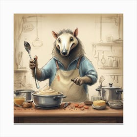 Raccoon In The Kitchen 1 Canvas Print