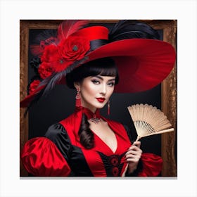Victorian Woman With Fan Canvas Print
