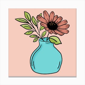 Daisy in a blue vase Canvas Print
