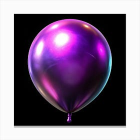 Iridescent Purple Balloon On Black Background Canvas Print