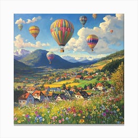 Hot Air Balloons In The Swiss Alps Canvas Print