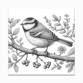 Line Art tit bird 2 Canvas Print