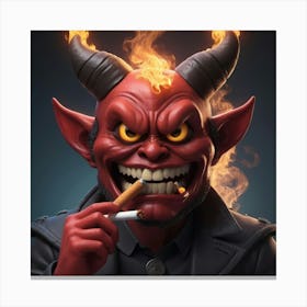 Demon Eating Cigarette Canvas Print