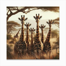 Giraffes In The Savannah Canvas Print